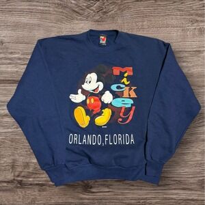 Vintage Mickey Unlimited Disney Mickey Mouse Sweatshirt Navy Orlando Unisex L‎